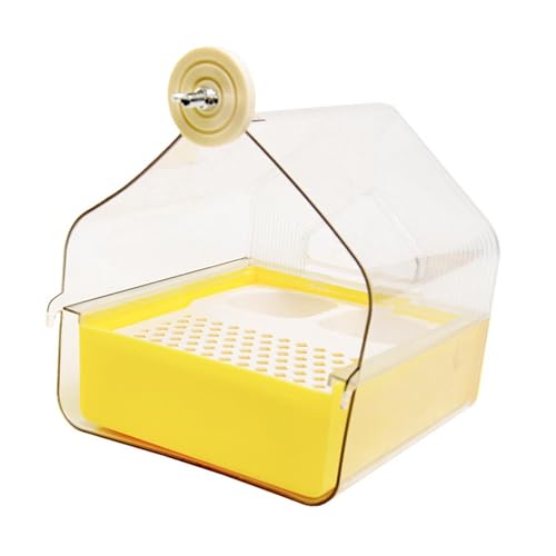 LeeQinersw Parrot Bathing Box 3 in 1 Vogelbadebox Futterstation Wasserdose Herausziehbares Fach Panoramablick für Kleine Papageien Wellensittiche Heimvogelkäfig, Gelb LeeQinersw Parrot Bathing Box 3 in 1 Vogelbadebox Futterstation Wasserdose Herausziehbares Fach Panoramablick für Kleine Papageien Wellensittiche Heimvogelkäfig, Gelb von LeeQinersw