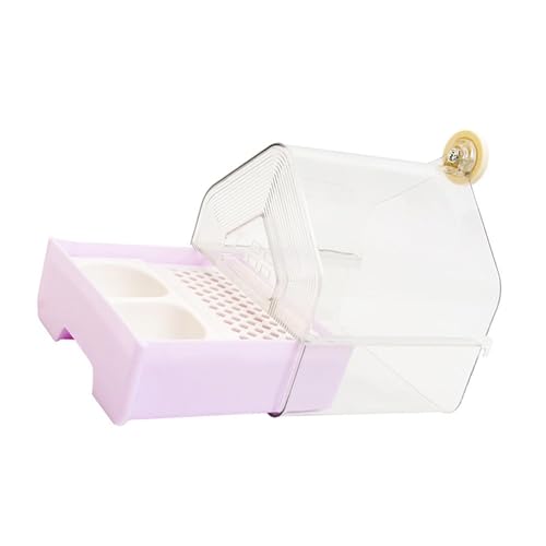 LeeQinersw Parrot Bathing Box 3 in 1 Vogelbadebox Futterstation Wasserdose Herausziehbares Fach Panoramablick für Kleine Papageien Wellensittiche Heimvogelkäfig, Lila von LeeQinersw