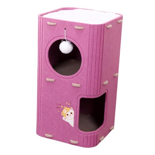LeeQinersw Vielseitiger Katzenkratzbaum mit Schlafplätzen Und Kletterelementen Aus Hochwertigem Filz für Hauskatzen, 2-Schicht-violett LeeQinersw Vielseitiger Katzenkratzbaum mit Schlafplätzen Und Kletterelementen Aus Hochwertigem Filz für Hauskatzen, 2-Schicht-violett von LeeQinersw