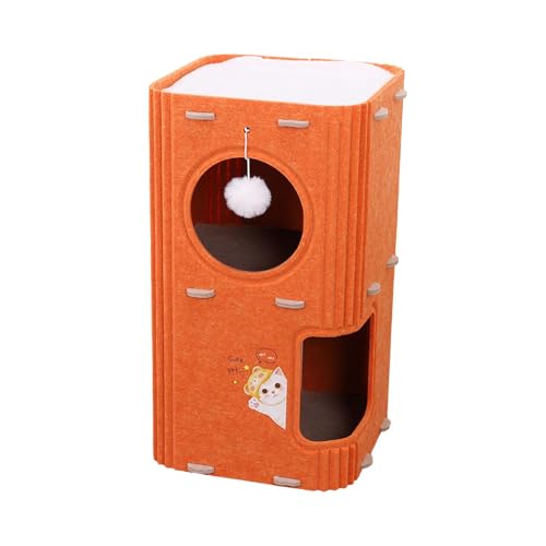 LeeQinersw Vielseitiger Katzenkratzbaum mit Schlafplätzen Und Kletterelementen Aus Hochwertigem Filz für Hauskatzen, 2-lagig Orange LeeQinersw Vielseitiger Katzenkratzbaum mit Schlafplätzen Und Kletterelementen Aus Hochwertigem Filz für Hauskatzen, 2-lagig Orange von LeeQinersw