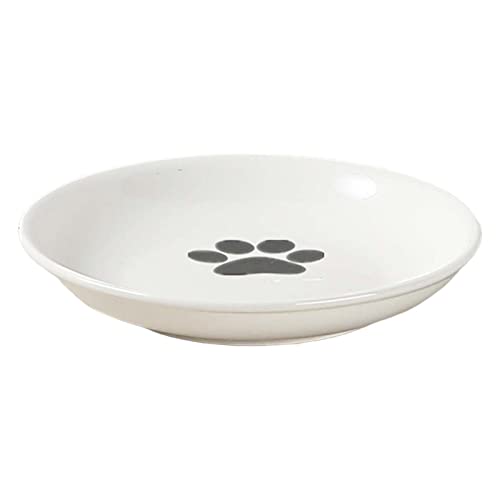 Haustier-Keramik-Futternapf für Haustiere, Futternapf für Katzen, erhöhter Futternapf mit Pfotenabdruck von Leeadwaey