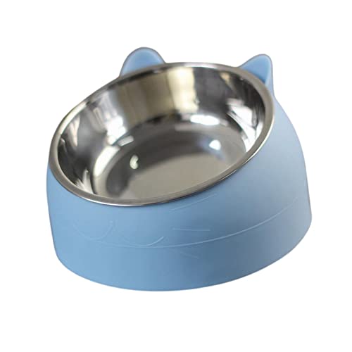 Haustierfutterstation 15° erhöhter Einzelnapf für Katzen und Hunde für kleine und mittelgroße Hunde Kätzchen Blau von Leeadwaey