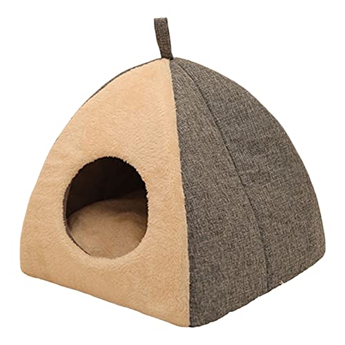 Höhlenhaus mit herausnehmbarem gepolstertem Kissen, Katzenbett für Indoor-Katzen, Beige / Weiß, 43 x 43 x 41 cm Höhlenhaus mit herausnehmbarem gepolstertem Kissen, Katzenbett für Indoor-Katzen, Beige / Weiß, 43 x 43 x 41 cm von Leeadwaey