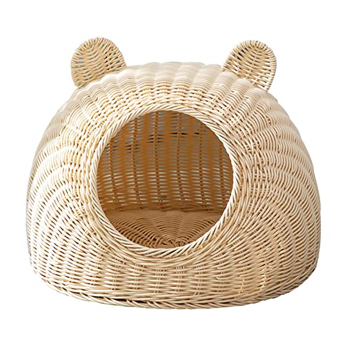 Katzenbett, waschbar, halbgeschlossen, flacher Boden, für den Innenbereich, Spielhaus, Kuppelkäfig, Größe M, Beige Katzenbett, waschbar, halbgeschlossen, flacher Boden, für den Innenbereich, Spielhaus, Kuppelkäfig, Größe M, Beige von Leeadwaey