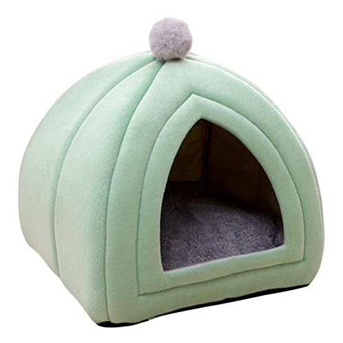 Katzenbett für Welpen, Hundehütte, halbgeschlossen, Winter, für Katzen, Hunde, Grün von Leeadwaey