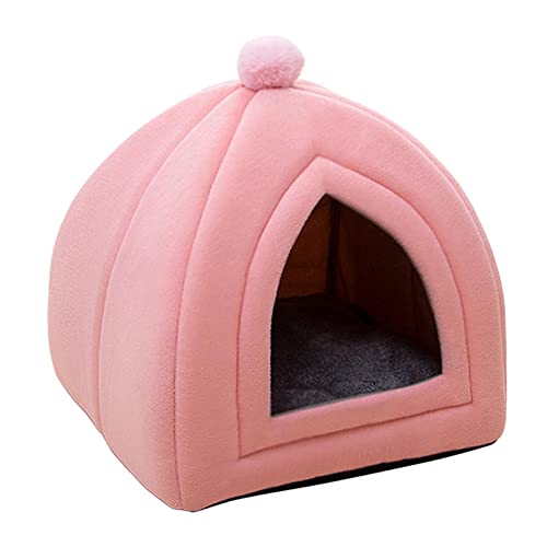 Katzenbett für Welpen, Hundehütte, halbgeschlossen, Winter, für Katzen, Hunde, Rosa von Leeadwaey