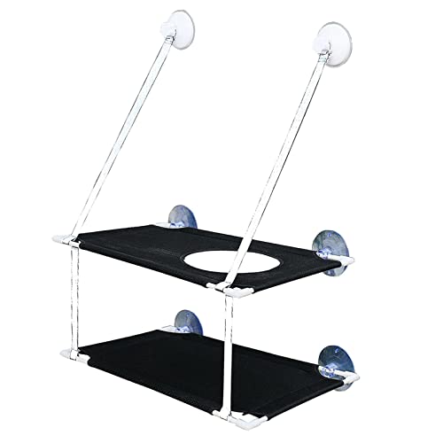 Leeadwaey Hängematte für Haustiere, Katzenfenster, mit weichem Sitz, Sitzbank, Schwarz, doppellagig Leeadwaey Hängematte für Haustiere, Katzenfenster, mit weichem Sitz, Sitzbank, Schwarz, doppellagig von Leeadwaey