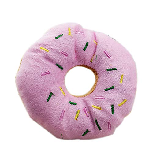 Leeadwaey Haustier-Kauspielzeug in Donut-Form, Plüsch-Spielzeug, quietschendes Spielzeug, für Hunde und Katzen, Rosa von Leeadwaey