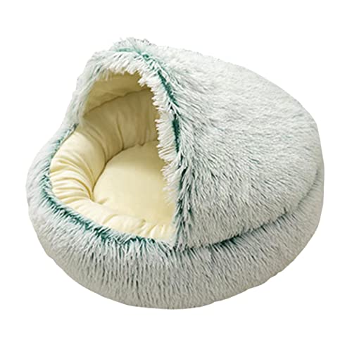 Leeadwaey Hunde- und Katzenbett, rund, Plüsch, 40 cm, Grün von Leeadwaey