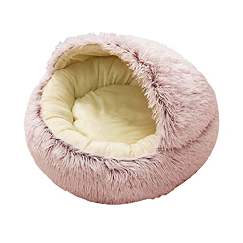 Leeadwaey Hunde- und Katzenbett, rund, Plüsch, 40 cm, Rosa von Leeadwaey