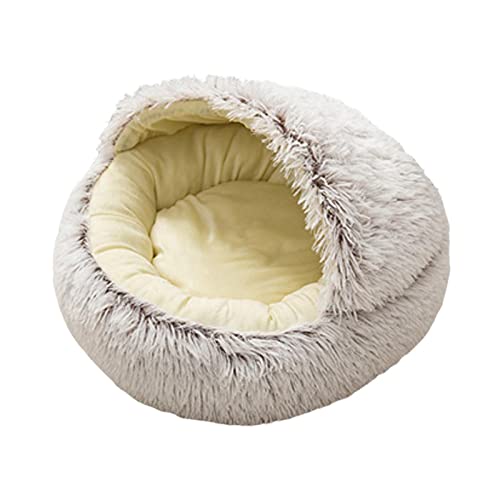 Leeadwaey Hunde- und Katzenbett, rund, Plüsch, 50 cm, Braun von Leeadwaey