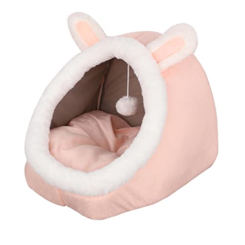 Leeadwaey Katzenbett Warm Nest Hundehütte Hundehütte Weiche Plüsch Schlafmatte Rosa M von Leeadwaey