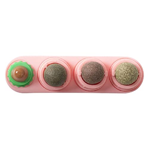Leeadwaey Katzenminze Bälle Natur abnehmbar für Zähneknirschen Katzenball Spielzeug rosa von Leeadwaey