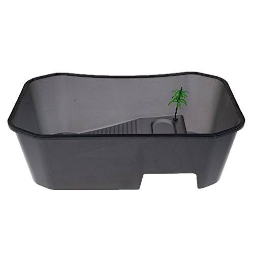 Leeadwaey Kunststoff-Futterbox für Reptilien, Terrapin, Schildkröte, Vivarium, Schwarz von Leeadwaey