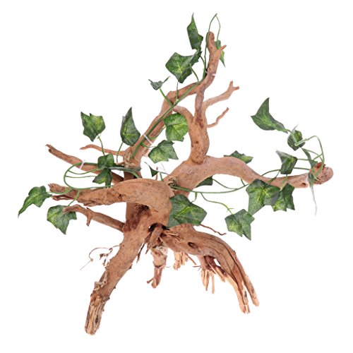 Leeadwaey Natürliche Rhododendron-Wurzel mit umwickelten Weinblättern, Reptilien-Vivarium-Ornament von Leeadwaey