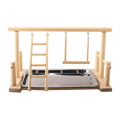Leeadwaey Papageien Vogel Spielplatz Holz Sitzstange Gym Ständer mit Edelstahl Tablett A Leeadwaey Papageien Vogel Spielplatz Holz Sitzstange Gym Ständer mit Edelstahl Tablett A von Leeadwaey