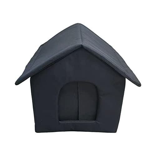 Outdoor Feral Katzenhaus für kleine Hunde, wasserdicht, 40 x 35 x 40 cm, Schwarz, Größe M von Leeadwaey