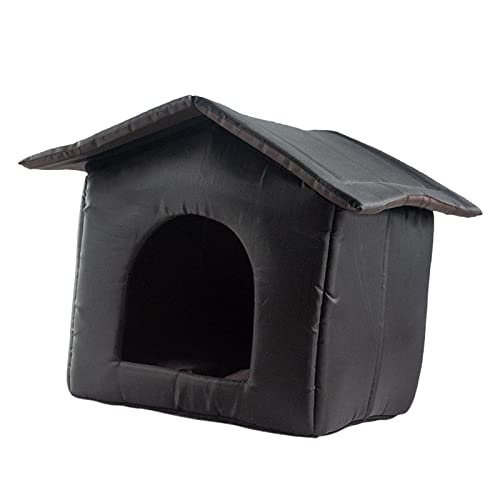 Tragbares Streu-Katzen-Unterschlupf, wetterfest, für den Außenbereich, wilde Katzen, warmes Haus, Schwarz, S Tragbares Streu-Katzen-Unterschlupf, wetterfest, für den Außenbereich, wilde Katzen, warmes Haus, Schwarz, S von Leeadwaey