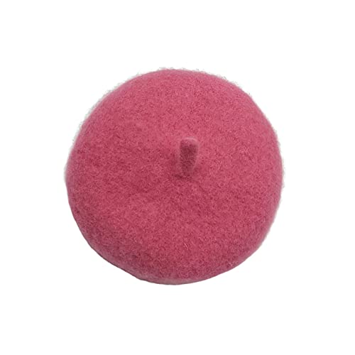 Leefasy Baskenmütze für Hunde und Katzen, Wolle, Durchmesser 13 cm, mit verstellbarem Gummiband unter dem Kinn, Handwäsche empfohlen, modisches Kostüm, langlebig, Rosarot von Leefasy