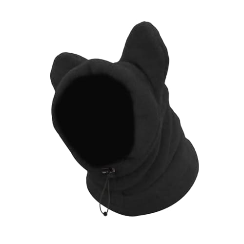 Leefasy Winter-Ohrenschützer für Hunde, Kopfwickel, weicher Kapuzenpullover, winddicht, Kopfbedeckung, verstellbare Ohrwickel, Fleece-Hut für Haustiere, Hunde, Wandern, Schwarz, Größe XL von Leefasy