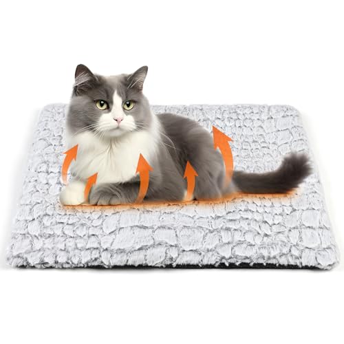 Leekalos Selbstwärmendes Katzenbett, selbstheizend, ultraweich, extra warm, thermische Haustierunterlage für drinnen und draußen, mit abnehmbarem Bezug, rutschfest, waschbar, Grau, Größe S (60 x 45 Leekalos Selbstwärmendes Katzenbett, selbstheizend, ultraweich, extra warm, thermische Haustierunterlage für drinnen und draußen, mit abnehmbarem Bezug, rutschfest, waschbar, Grau, Größe S (60 x 45 von Leekalos