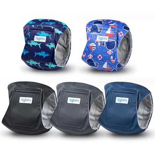 Leekalos Windeln für männliche Hunde, Bauchbänder für männliche Hunde, waschbar, hochabsorbierende Bauchbänder für Hunde, 5 Stück Leekalos Windeln für männliche Hunde, Bauchbänder für männliche Hunde, waschbar, hochabsorbierende Bauchbänder für Hunde, 5 Stück von Leekalos