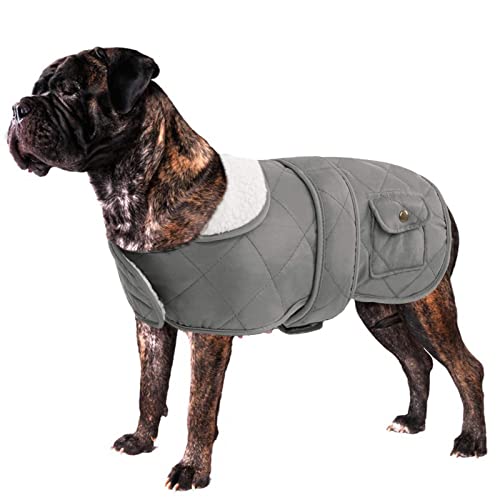 LeerKing Fleece Hundemantel warme Hundejacke Winterjacke Feuchtigkeits- und kältebeständiges Mäntelchen Klettverschluss mit Geschirrloch für kleine mittelgroße Hund Katze Grau S von LeerKing