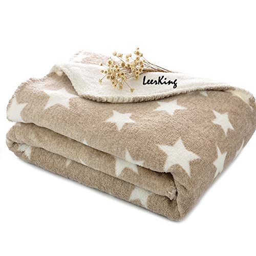 LeerKing Hundedecke flauschig Katzendecke waschbar Doppelte Fleecedecke Kuscheldecke für Sofa Hundebett und Auto Braun 75 * 100cm von LeerKing