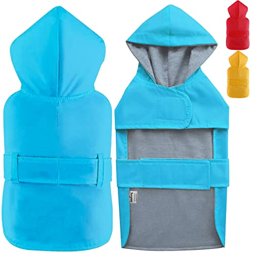 LeerKing Hunderegenmantel mit weichem Futter Regenjacke Wasserdicht Regenmantel Hund für kleine, mittlere und große Hunde Länge 11 bis 71 Blau L von LeerKing