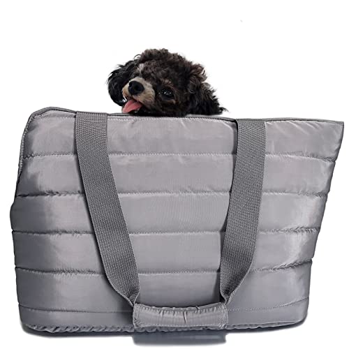 LeerKing Hundetasche für kleine Hunde Ultraleicht Hundetragetasche Stabile Hundereisetasche für Welpen Katzen Kaninchen Grau-Fleece L von LeerKing