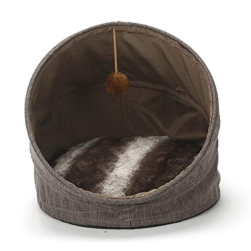 LeerKing Katzenbett Katzenkorb Katzensofa faltbar Hundebett Katzenhöhle für alle Katzen und kleine Hunde 43 * 43 * 40cm Braun von LeerKing