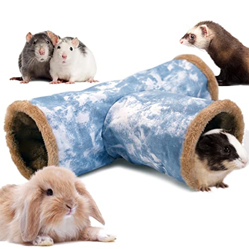 LeerKing Kaninchen Tunnel Meerschweinchen Röhren Kuscheltunnel waschbar Kuschelhöhle Spielzeug für Ratten Frettchen Katzentunnel Kleintiere Käfig zubehör Φ20cm Blau von LeerKing