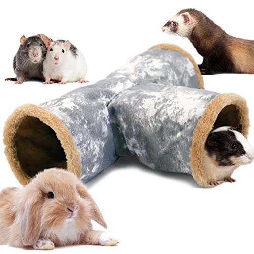 LeerKing Kaninchen Tunnel Meerschweinchen Röhren Kuscheltunnel waschbar Kuschelhöhle Spielzeug für Ratten Frettchen Katzentunnel Kleintiere Käfig zubehör Φ20cm Grau von LeerKing