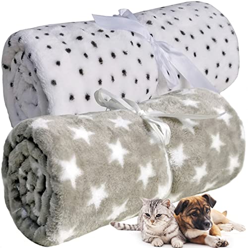 LeerKing LWDB02HDDLHundedecke Katzendecke 2 Pack Sleep-Decke Maschine Waschbar Welpen Decke Kleine Haustierdecke für Sofa und Haustierbett 100 * 150c M 2 Pack Light Grey White von LeerKing