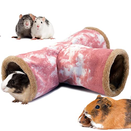 LeerKing Kaninchen Tunnel Meerschweinchen Röhren Kuscheltunnel waschbar Kuschelhöhle Spielzeug für Ratten Frettchen Katzentunnel Kleintiere Käfig zubehör Φ15cm Rosa von LeerKing