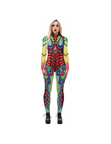 Leezeshaw Damen-Body, Pfauen-Kostüm, 3D, Boho-Stil, Lycra, Größe S-XL von Leezeshaw