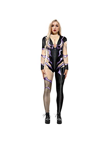 Leezeshaw Damen Valkyrja-Kostüm, Anzug, Halloween, 3D-Krieger, Valkyrja, Lycra, Einteiler, Verkleidung für Frauen, S-XL von Leezeshaw