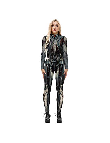 Leezeshaw Ultron Kostüm-Anzug für Damen, Halloween, 3D, The Avengers, Ultron Lycra, Einteiler, Verkleidung für Frauen, S-XL von Leezeshaw