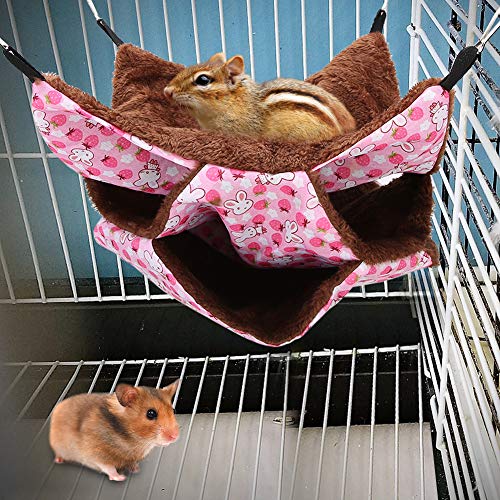 Leftwei Hängendes Bett Haustier Hängematte, Schlafsack Gut aussehendes Hamster Hängendes Bett, dreischichtig für Hamster Sugar Gilder(Pink) von Huairdum
