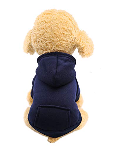 Legou Heimtierbedarf Für Hunde Herbst-Winter Ausflugskleidung mit Tasche Hundekleidung Einfarbig Marine XS von Legou