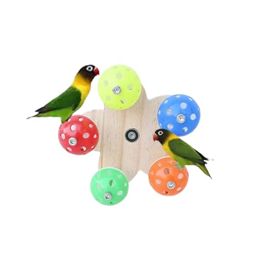 Leheybia 1 x Papageien-Spinning-Risrad, Riesenrad, Spielzeug für Vögel mit Vogel, buntes Kauspielzeug, Vogel-Lebensraum für Vögel mit 5 Halter-Sitzstangen von Leheybia