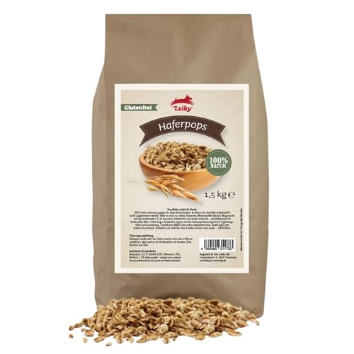 Leiky Haferpops 1,5 kg – gepuffter Hafer für Hunde, glutenfrei, Barf-Ergänzung, Natur von Leiky