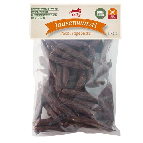 Leiky Hundeleckerli Jausenwürstl Pute – 1 kg Snack mit Hagebutte, naturbelassen von Leiky
