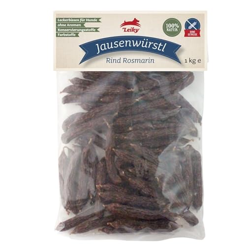 Leiky Hundeleckerli Jausenwürstl Rind – 1 kg Snack mit Rosmarin, naturbelassen von Leiky