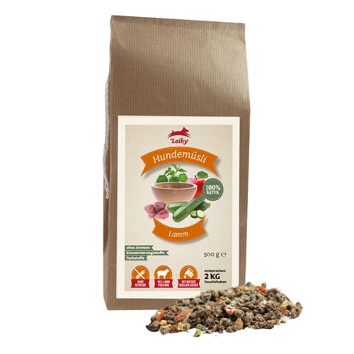 Leiky Hundemüsli Lamm 500 g – Trockenbarf Ergänzungsfutter ohne Zusätze & getreidefrei von Leiky