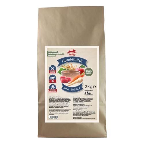 Leiky Hundemüsli Rind-Balance 500 g – Trockenbarf mit Gemüse & Kräutern, glutenfrei von Leiky