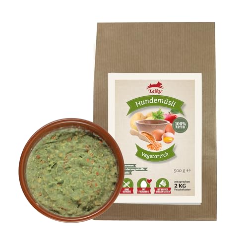 Leiky Hundemüsli Vegetarisch 500 g – Ergänzungsfutter getreidefrei & glutenfrei Natur von Leiky
