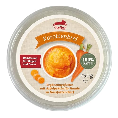 Leiky Karottenbrei mit Apfelpektin, 250 g – Futterergänzung & Karottensuppe für Hunde von Leiky