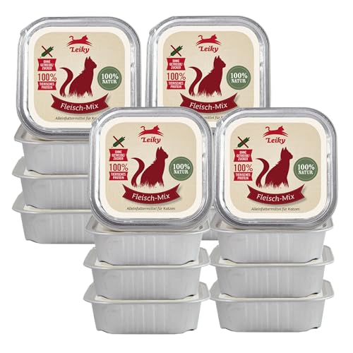 Leiky Katzenfutter Nass 16 x 100 g – Fleisch-Mix Menü, 100 % Fleisch, getreidefrei Leiky Katzenfutter Nass 16 x 100 g – Fleisch-Mix Menü, 100 % Fleisch, getreidefrei von Leiky