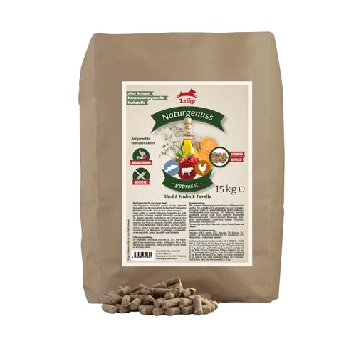 Leiky Naturgenuss Hundetrockenfutter 15 kg – Rind, Huhn & Forelle, schonend gepresst Leiky Naturgenuss Hundetrockenfutter 15 kg – Rind, Huhn & Forelle, schonend gepresst von Leiky
